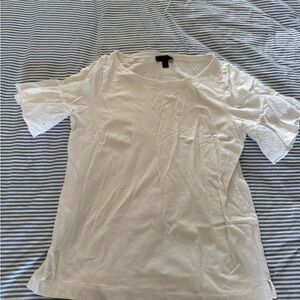 J. Crew White Eyelet Sleeve Blouse